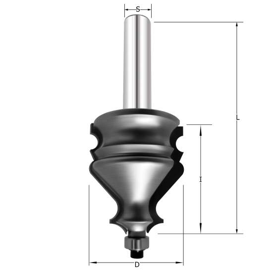 Фреза молдинговая 4 D=38x41.3x94 S=12 PROCUT 726.313841 (L1-91 мм, L2-41.3 мм, D1-38 мм, D2-12 мм)