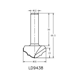 Фреза алмазная филёночная TD-041.35 D=35x15x68.5 S=12 Rotis 413512.01 (L1-68.5 мм, L2-15 мм, D1-35 мм, D2-12 мм)
