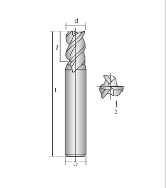 Фреза спиральная по стали Lasting Victory 883L-A 030303 (L1-50 мм, L2-8 мм, D1-3 мм, D2-3 мм)