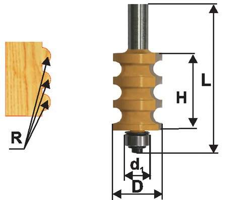 Фреза кромочная фигурная Ф22,3Х25,4 мм R3,2 мм, хвостовик 12 мм Энкор 46427 (L1-74 мм, L2-25.4 мм, D1-22.3 мм, D2- мм)