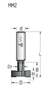 Фреза WPW MM28202 Т паз европанель D28 B20,7 хвостовик 12 (L1-60 мм, L2-20.7 мм, D1-28 мм, D2-12 мм)