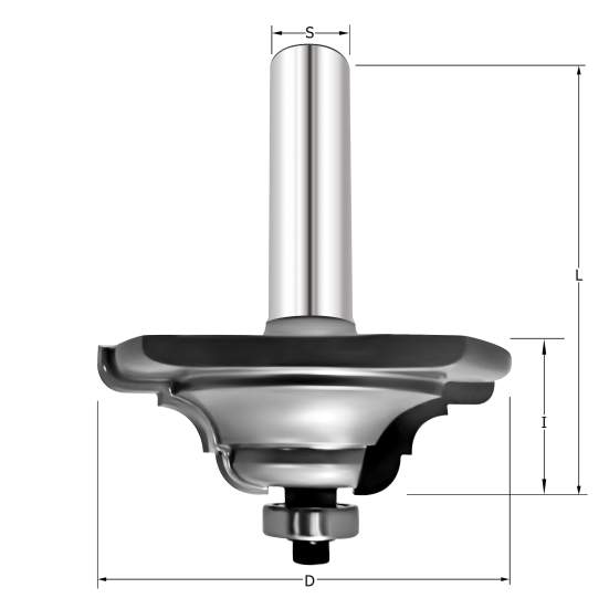 Фреза профильная "Тройное скругление 2" D=57.1x19x74 S=12 PROCUT 742.325719 (L1-74 мм, L2-19 мм, D1-57.1 мм, D2-12 мм)