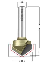 Фреза пазовая для Alucobond 90° D=12.7x11.5x45 (d1=2.29. i1=5.21) S=8 ARDEN 200810A