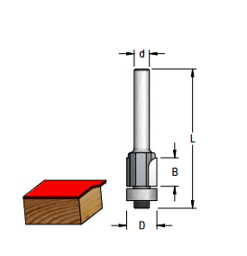 Фреза WPW FD221273 алмазная D12,7 B11,1 Z2 обгонная нижний подшипник хвостовик 6 (L1-58 мм, L2-11.1 мм, D1-12.7 мм, D2-6 мм)