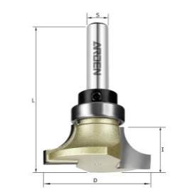 Фреза фигурная молдинговая c верх. подшип. R=9.5 D=38x14.5  S=8 ARDEN 365831A (L1- мм, L2- мм, D1- мм, D2-8 мм)