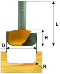 Фреза пазовая фасонная Ф28.6Х13 мм R6,3 мм, хвостовик 8 мм Энкор 46130