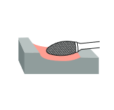 Борфреза пламевидная H 08х20 M06 двойная насечка с покрытием RODMIX 2808200606 (L1- мм, L2-20 мм, D1-8 мм, D2-6 мм)