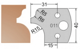 Нож Dimar 3301140 МУЛЬТИСИСТЕМА HSS галтель R15 и римский профиль 40x20x4