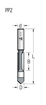 Фреза WPW PP20633 для монтажных отверстий D6,3 B19 Z2 хвостовик 6 (L1-63 мм, L2-19 мм, D1-6.3 мм, D2-6 мм)