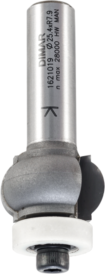 Фреза Dimar 1621019 фаска радиус R7,9мм D25,4x16 L67 подшипник пластик, хвостовик 12 (L1-67 мм, L2-16 мм, D1-25.4 мм, D2-12 мм)