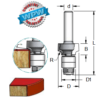 Фреза WPW RWB0205 радиусная R2 D18 B8 двойной подшипник хвостовик 8 (L1-57 мм, L2-8 мм, D1-18 мм, D2-8 мм)