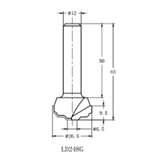 Фреза алмазная филёночная TD-113 D=26x9.5x65 S=12 Rotis 1132612.01