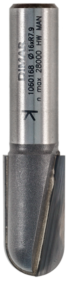 Фреза Dimar 1060169 галтель R8 удлин D16x32 L70 хвостовик 12 (L1-70 мм, L2-32 мм, D1-16 мм, D2-12 мм)