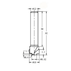 Фреза алмазная филёночная TD-121 D=16x7.7x62 S=12 Rotis 821612.01