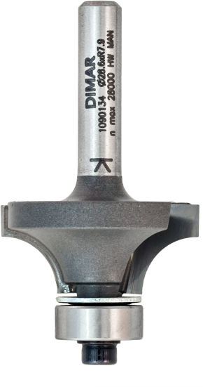 Фреза Dimar 1090133 фаска радиусная R7,9 D28,6x13,5 L53 подшипник, хвостовик 6 (L1-53 мм, L2-41.3 мм, D1-28.6 мм, D2-6 мм)