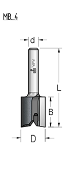 Фреза WPW MB31273 для паза под петлю D12,7 B19 Z2 хвостовик 6 (L1-51 мм, L2-19 мм, D1-12.7 мм, D2-6 мм)