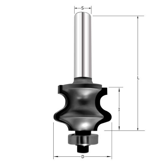 Фреза молдинговая 2 D=25.4x19x61.5 S=8 PROCUT 761.212519 (L1-61.5 мм, L2-19 мм, D1-25.4 мм, D2-8 мм)