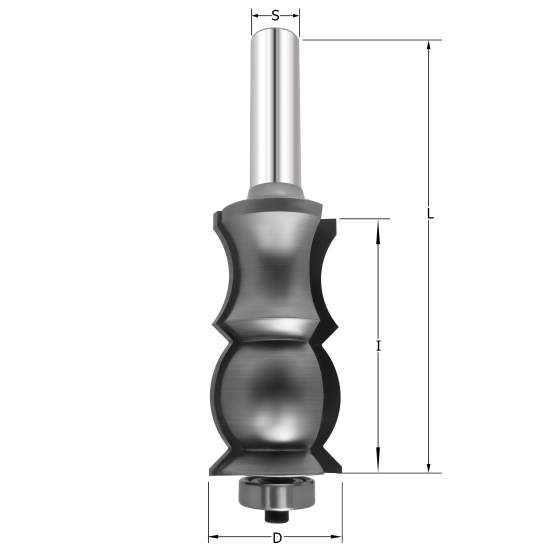Фреза молдинговая 6 D=28.6x27.2x111 S=12 PROCUT 762.312857 (L1-111 мм, L2-57.2 мм, D1-28.6 мм, D2-12 мм)
