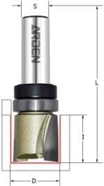 Фреза для выборки паза под петли D=19x19x60 S=12 ARDEN 109208B (L1-60 мм, L2-19 мм, D1-19 мм, D2-12 мм)