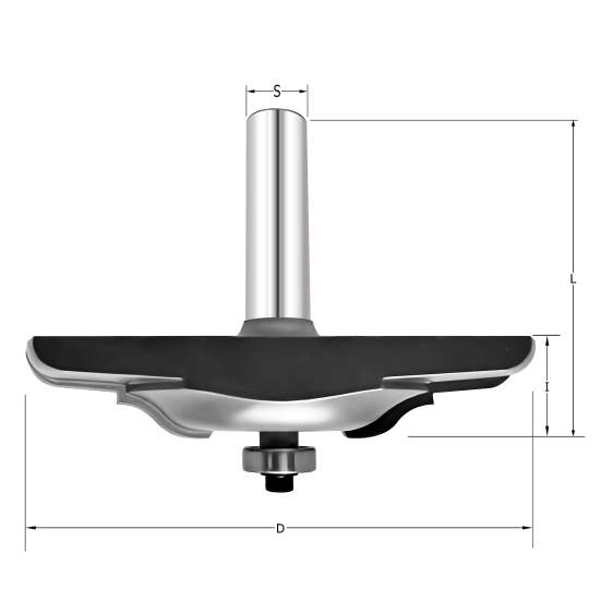 Фреза филёнка двойное скругление D=88.9x16x71 S=12 PROCUT 821.318816 (L1-71 мм, L2-16 мм, D1-88.9 мм, D2-12 мм)