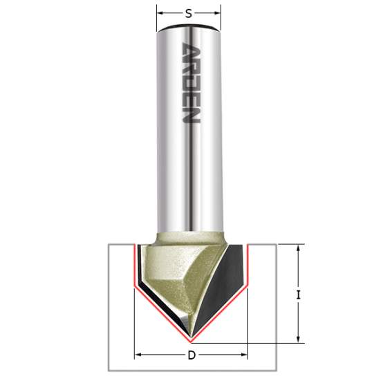 Фреза пазовая c углом 120гр. D=15.9x9.5x40 S=8 ARDEN 200831-1 (L1-40 мм, L2-9.5 мм, D1-15.9 мм, D2-8 мм)