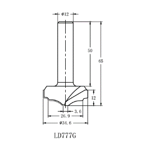 Фреза алмазная филёночная TD-162 D=35x12x65 S=12 Rotis 1623512.01 (L1-65 мм, L2-12 мм, D1-35 мм, D2-12 мм)