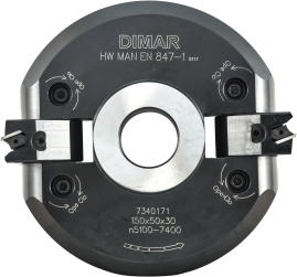 Фреза насадная Dimar 7340171 фаска угловая установки 7,5 гр D150x50 Z2 диапазон -90,0º to +90,0º сменные ножи посадка 30