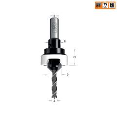 Сверло с зенкером и ограничителем 45°HW Z2  S=8  D=4/12 RH CMT 521.412.11A