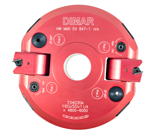 Фреза насадная Dimar 7340301 фаска угловая с плавной регулировкой D160x50 Z2 диапазон -90º to +90º сменные ножи посадка 30 (L1- мм, L2-50 мм, D1-160 мм, D2-30 мм)