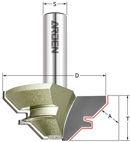 Фреза угловое сращивание 90гр. (15-28.5мм) Z=2 D=70x35x74 S=12 ARDEN 603235 (L1-74 мм, L2-35 мм, D1-70 мм, D2-12 мм)