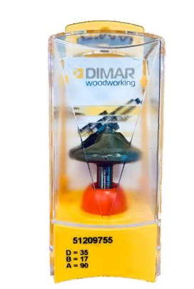 Фреза Dimar 51209755  по гипсокартону 12,7 мм паз 90ºгр под впитывающий клей D35 хв 8 (L1-97 мм, L2-17 мм, D1-35 мм, D2-8 мм)