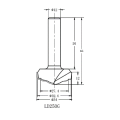 Фреза алмазная филёночная TD-173 D=34x12x65 S=12 Rotis 1633512.01