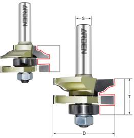 Комплект 2 фрезы (Мебельная обвязка) Z=2 D=41x19.1-25.9 h=9.5 (L=71) S=12 (подш=22мм) ARDEN 409271