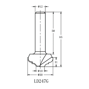 Фреза алмазная филёночная TD-181 D=30x11x65 S=12 Rotis 1813012.01 (L1-65 мм, L2-11 мм, D1-30 мм, D2-12 мм)