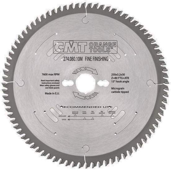 Диск пильный 250x30x3,2/2,2 15° 1FTG+4ATB Z=80 CMT 274.080.10M