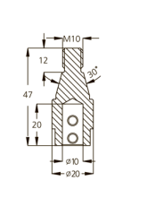 Патрон WPW TM10102R присадочный правый для VITAP, BUSSELATO, OMPEX D20 L47