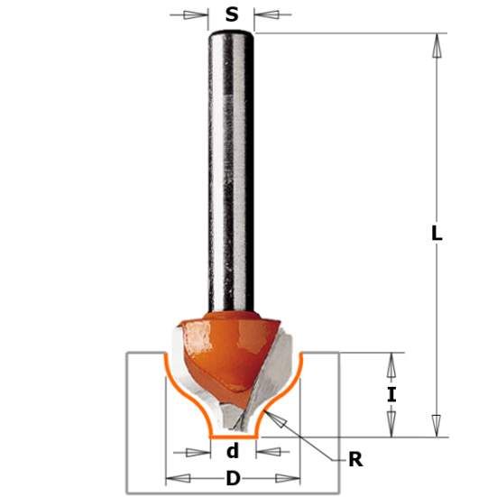 СМТ Фреза (Псевдофиленка) Z2 S=12 D=19x13 R=3,2 965.503.11 (L1-68 мм, L2-13 мм, D1-19 мм, D2-12 мм)