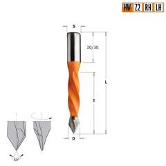 Сверло HW для присадочного станка 5x40x70 Z=2 S=10x20 LH CMT 375.050.12