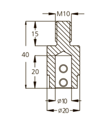 Патрон WPW TM10103L присадочный левый для HOLZMA, AYEN, TORWEGGE D20 L40