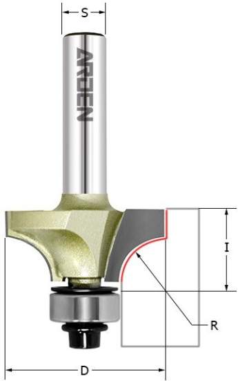 Фреза внутр.радиус (нижн. подш.) Z=2 R=12,7 S=8 D=38,1x19 ARDEN 301861 (L1-62 мм, L2-19 мм, D1-38.1 мм, D2-8 мм)