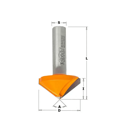 Фреза V- образная V (105°) HW S=8 D=36x13-19 L=63,5 Z=2 RH CMT S915.04285 (L1-63.5 мм, L2-13 мм, D1-36 мм, D2-8 мм)