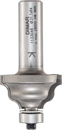 Фреза Dimar 1133049 фаска волна вертик R4 D31,8x17,5 L67 подшипник, хвостовик 12 (L1-67 мм, L2-17.5 мм, D1-31.8 мм, D2-12 мм)