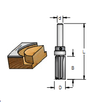 Фреза WPW P3F4192 D19 B25 Z2 копир  для твердых материалов верхний подшипник хвостовик 12 (L1-76 мм, L2-25 мм, D1-19 мм, D2-12 мм)