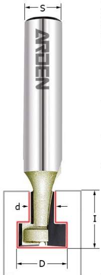Фреза (Т-образный паз) Z=2 S=8 D=4,8/9,5x11/4,76 ARDEN 501810 (L1- мм, L2-11 мм, D1-9.5 мм, D2-8 мм)