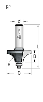 Фреза WPW RP08002 радиусная со ступенью R8 D28,6 B13,5 подшипник хвостовик 12 (L1-67 мм, L2-13.5 мм, D1-28.6 мм, D2-12 мм)