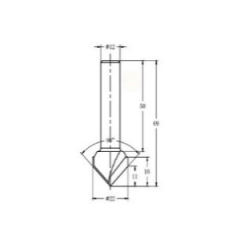 Фреза алмазная филёночная V образная TD-031 90° D=22x16x69 S=12 Rotis 312212.01