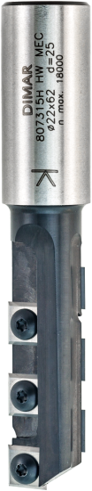 Фреза Dimar 807315H  пазовая компрессия со сменными ножами D22x62 L135 хвостовик 25x55 (L1-135 мм, L2-62 мм, D1-22 мм, D2-25 мм)