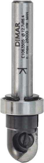 Фреза Dimar E1063505 DTECH галтель по шаблону R6,35 D12,7x13 L59  сменные ножи, подшипник, хвостовик 8 (L1-59 мм, L2-13 мм, D1-12.7 мм, D2-8 мм)