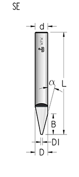 Фреза WPW SE900130m гравировальная 90 гр пятка 0,1 B11 D3 хвостовик 3 (L1-40 мм, L2-11 мм, D1-3 мм, D2-3 мм)