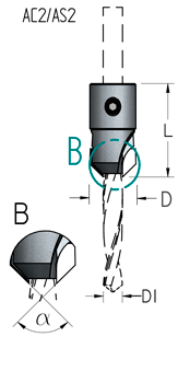 Зенковка WPW AC22595D коническая D25,4 сверло 9,5 плавная спираль D